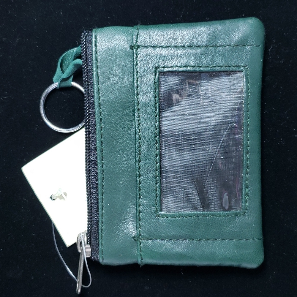 Green Genuine Leather Coin Change Wallet